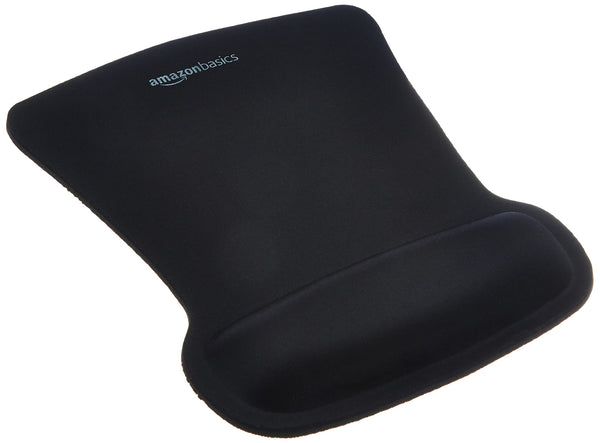 Amazon Basics Irregular Ergonomic Gel Computer Mouse Pad with Wrist Rest for Pain Relief, 10.1L X 8.1W Inches, Black