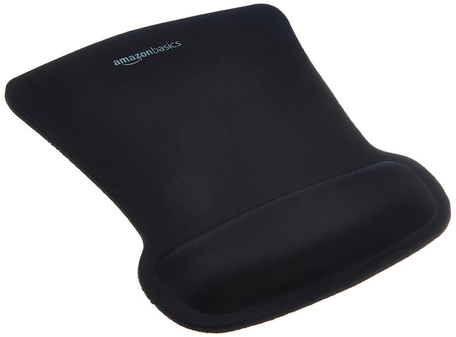 Amazon Basics Irregular Ergonomic Gel Computer Mouse Pad with Wrist Rest for Pain Relief, 10.1L X 8.1W Inches, Black