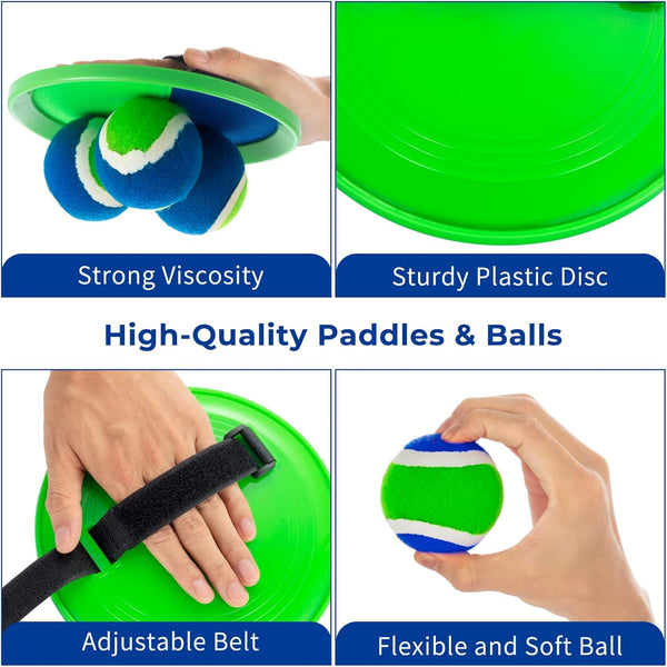 Outside Toys for Kids Ages 4-8 - Toss and Catch Ball Set, Kids Outdoor Games Yard Games for Kids and Adults with 6 Paddles and 3 Balls Toys for 3