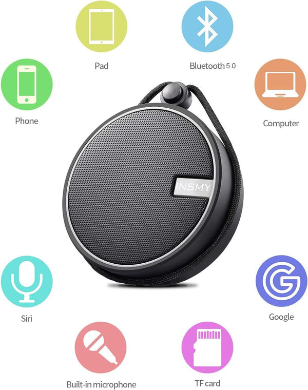 INSMY C12 IPX7 Waterproof Shower Bluetooth Speaker, Portable Small Speaker, Speakers Bluetooth Wireless Loud Clear Sound Support TF Card Suction