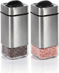 Salt and Pepper Shakers by Aelga, Glass Salt Shaker Set with Adjustable Pour Holes, Ideal for Black Pepper, Kosher and Himalayan