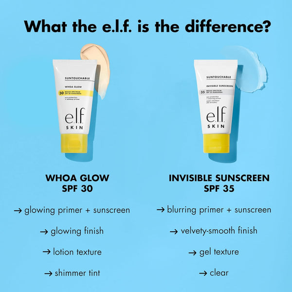 E.L.F. SKIN Suntouchable Invisible SPF 35, Lightweight, Gel-Based Sunscreen for a Smooth Complexion, Doubles as a Makeup Primer, Vegan &