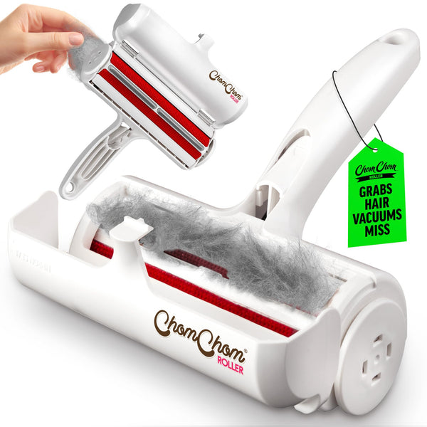 Chom Chom Roller Pet Hair Remover and Reusable Lint Roller - Chomchom Cat and Dog Hair Remover for Furniture, Couch, Carpet, Clothing and Bedding