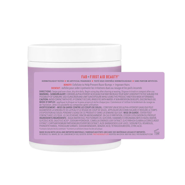 First Aid Beauty - Ingrown Hair Pads with BHA + AHA - Aftershave Treatment Pads to Help Prevent Razor Bumps for Men & Women - Exfoliate Underarms