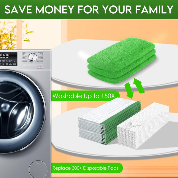 Reusable Wet Pads for Swiffer Sweeper Mop - Dry Sweeping Cloths & Wet Mopping Cloths for Household Cleaning - Washable Microfiber Pads for Mopping