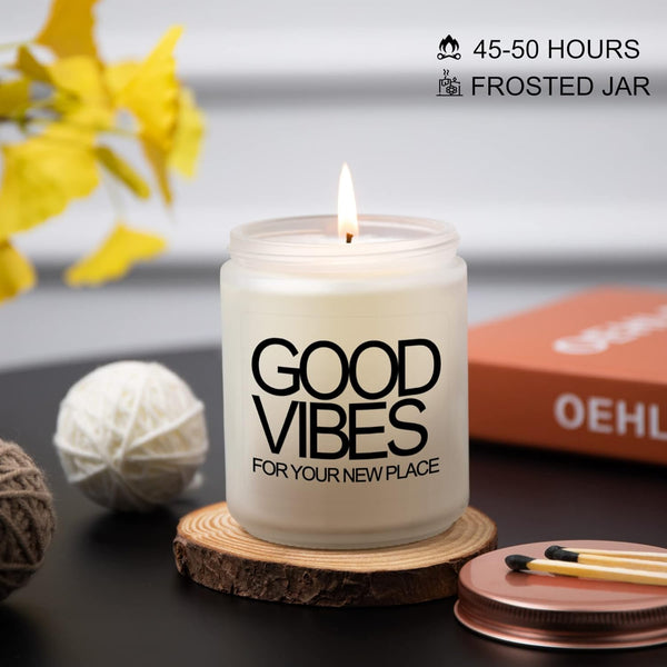 House Warming Gifts New Home, New Home Gifts, Good Vibes Candle, New House Essentials Best Presents for Women Couple Friends - Lavender Candles