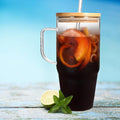 ANOTION Glass Cups with Lids and Straws - 40 Oz Tumbler with Handle and Straw Glass Water Bottles Drinking Glasses with Straws Iced Coffee Cups