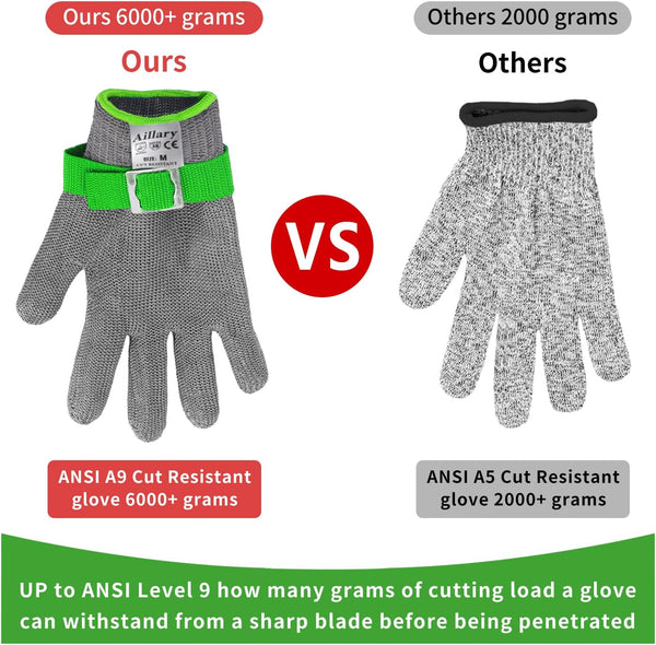 Level 9 Cut Resistant Kitchen Glove,Food Grade,Machine Washable,Stainless Steel Wire Metal Mesh Safety Work Glove for Mandolin,Meat Cutting,Oyster