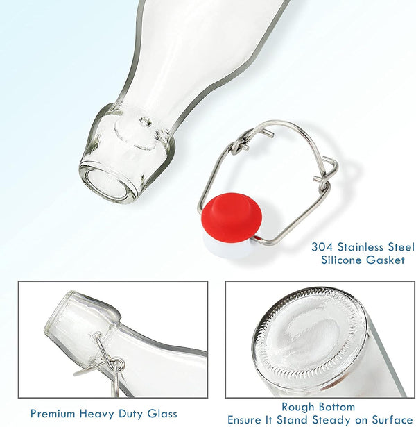 YEBODA 8Oz Swing Top Bottles - Glass Beer Bottle with Airtight Rubber Seal Flip Caps for Home Brewing Kombucha, Beverages, Oil, Vinegar, Water,