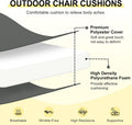 Downluxe Outdoor Chair Cushions Set of 2 for Patio Furniture, Water-Resistant Patio Chair Cushions with Ties, High Density Foam Outdoor Seat