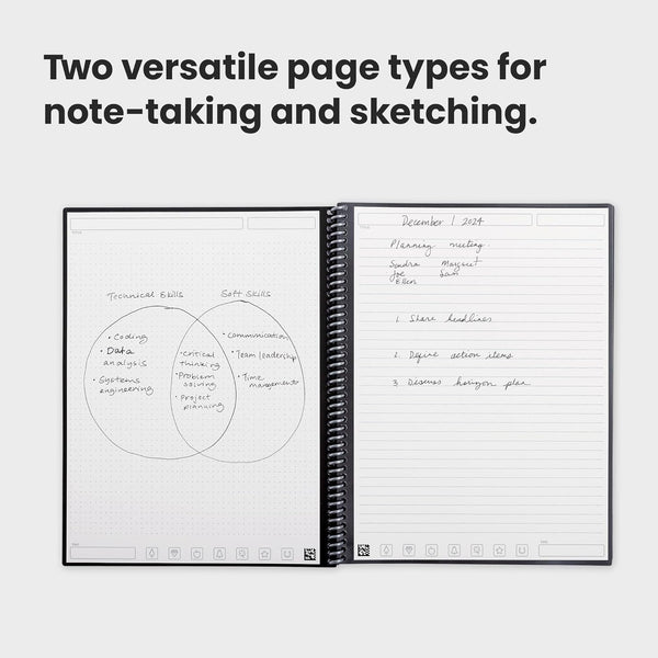 Rocketbook Fusion Reusable Undated Productivity Planner, Letter Size 8.5X11, Beige - Goals, Monthly and Weekly Calendar, Daily To-Do List, Lined