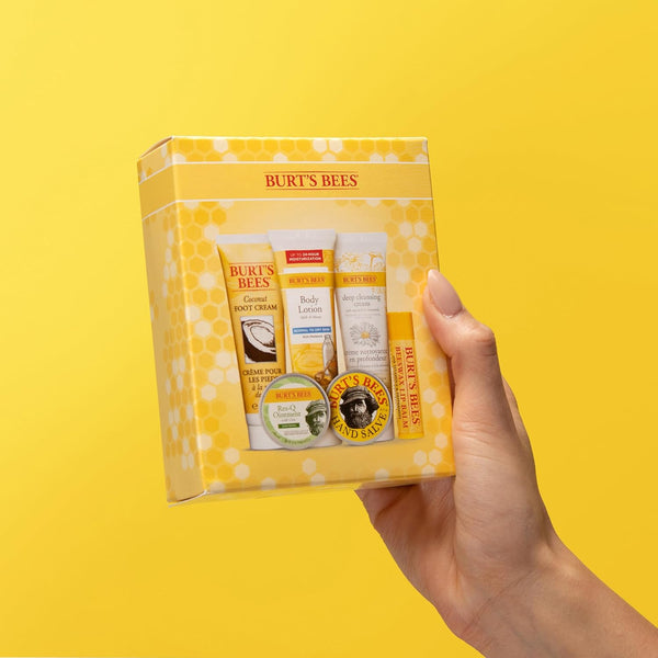 Burt'S Bees Gifts Ideas - Timeless Minis Set, 6 Products - Beeswax Lip Balm, Coconut Foot Cream, Honey Body Lotion, Deep Cleansing Cream, Res-Q