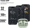 TOZO E2 Wireless Earbuds 10Mm Drivers with Powerful Bass, App Customize 32 Eqs, with 2 Mics AI Call Noise Cancellation, 30H Playtime, Bluetooth