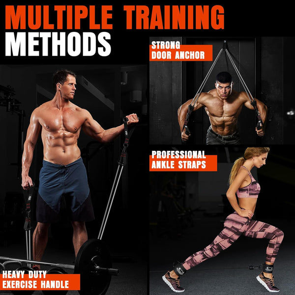 Heavy Resistance Bands for Working Out, 300LBS Exercise Bands with Handles, Workout Bands for Men, Weight Fitness Bands Set for Muscle Training,