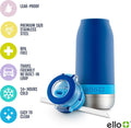 Ello Emma 14Oz Vacuum Insulated Stainless Steel Kids Water Bottle with Straw and Built-In Carrying Handle and Leak-Proof Locking Lid for School