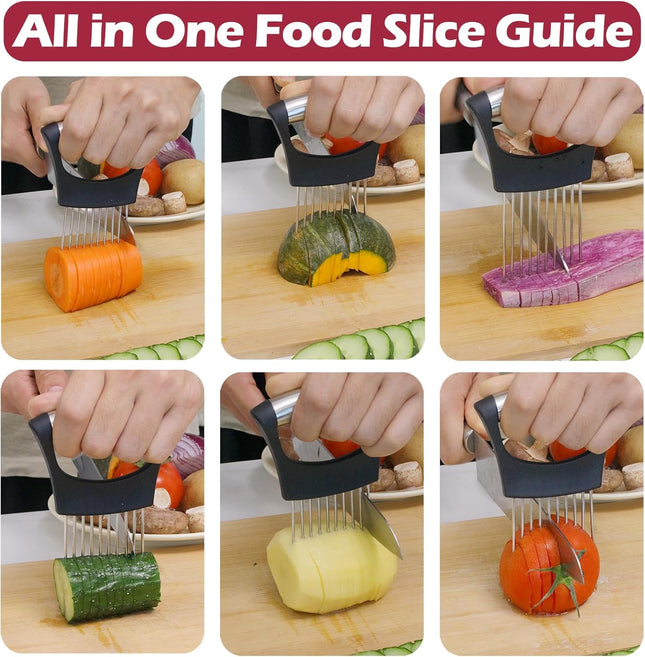 JAYVAR Onion Holder for Slicing, Onion Cutter Vegetable Chopper, Stainless Steel Tomato Slicer Vegetable Cutter for Pota