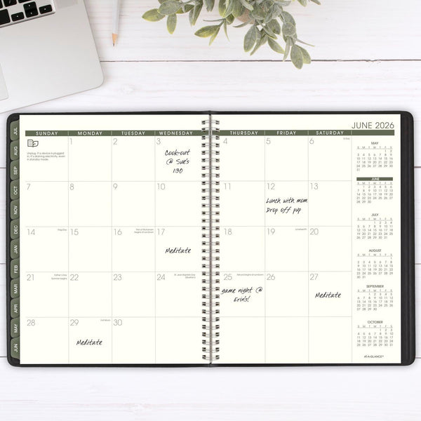 AT-A-GLANCE Planner 2025-2026 Academic, Weekly & Monthly, Quarter-Hourly Appointment Book, 8-1/4" X 11", Large, Monthly Tabs, Flexible Cover,