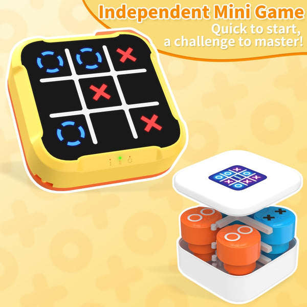 Tic Tac Toe Bolt Game 4-In-1 Handheld Portable Electronic Toy, Educational Board Games Puzzle for Kids and Adults, Perfect for Travel, Road Trips,