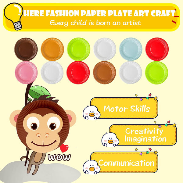 V-Opitos Arts and Crafts Kits for Kids, 12 Pack Simple Animal Paper Plate Crafts for Toddler Age of 2, 3, 4, 5 Years Old, Fun Preschool Classroom