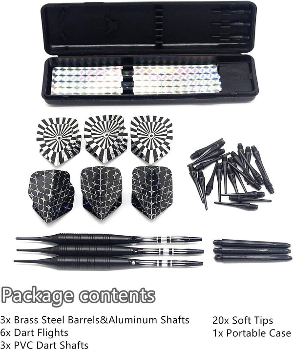Soft Tip Darts Set for Electronic Dart Board 18/22G Plastic Tip Darts Set with Brass Barrels&Aluminum Shafts, 6 Flights 3 Spare Plastic Dart Shaft