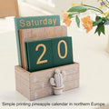 Notakia Perpetual Calendar, Wooden Calendar for Home Office Desk Accessories Vintage Wood Block Calendar(Green) Green cactus