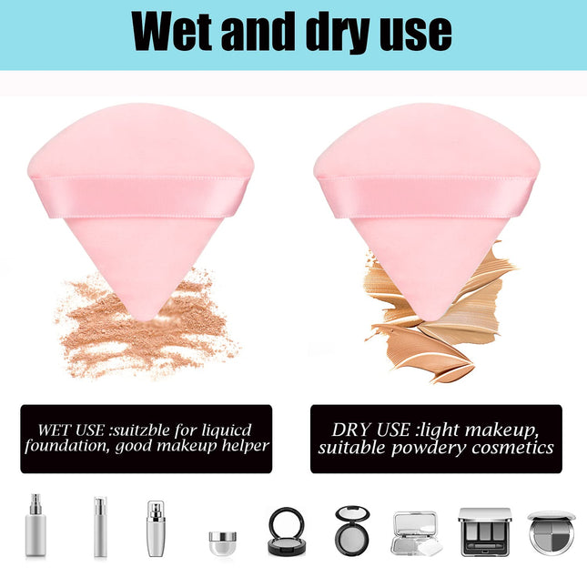 8 Pcs Cotton Powder Puff Face,Jassins Triangle Super Soft for Both Dry and Wet Makeup Setting/Concealer/Loose and Body P