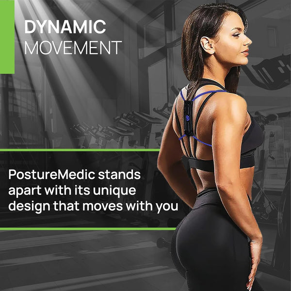 PRIMEKINETIX Posturemedic Dynamic Posture Brace for Neck and Back Support -For Enhanced Shoulder Alignment, Posture Improvement & Stretching- S (Red)