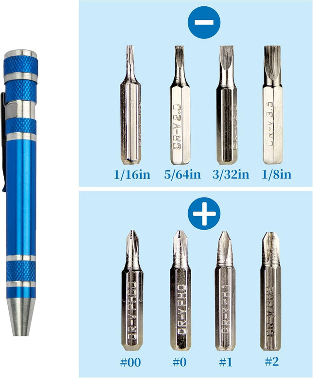 SWATOM 8 in 1 Mini Screwdriver Set Small Screwdrivers Pen Magnetic Repair Tools EDC Compact Precision Gadgets for Comput