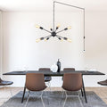 8 Lights Plug in Chandelier Sputnik Ceiling Light Fixture Black Hanging Lights with Plug in Cord 16.4ft Sputnik Chandeliers for Dining Room Living
