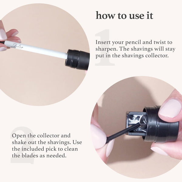 Julep Cosmetic Makeup Pencil Sharpener - Eyeliner, Lip Liner and Eyebrow Pencils - Compact Travel Friendly - Easy to Clean - Universal Sharpener