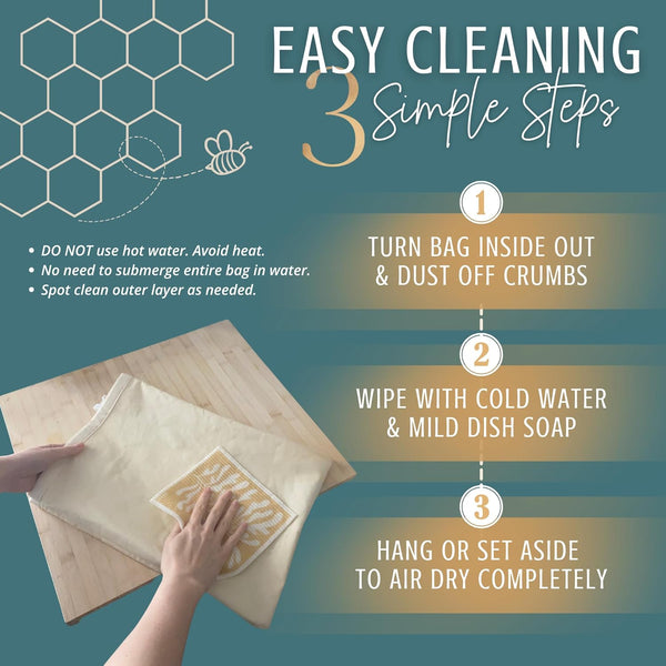 Nectar & Nest Reusable Bread Bags for Homemade Bread (2 Pack) - XL Cotton Beeswax Bags, Sourdough Bag, Beeswax Bag, Sourdough Storage