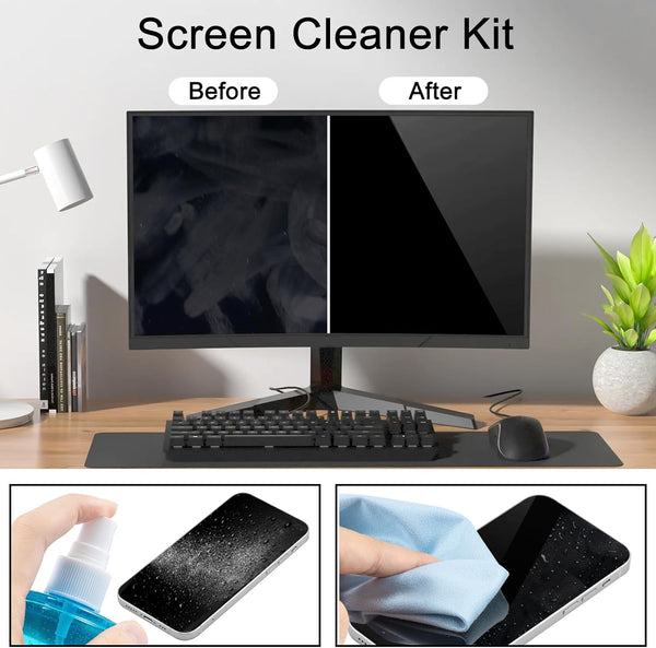 Car Screen Cleaner Spray, Walrfid TV Computer Laptop Touchscreen Mist Cleaning Kit Wipe for CD Disc DVD VCD, Electronic Cell Phone Ipad Iphone
