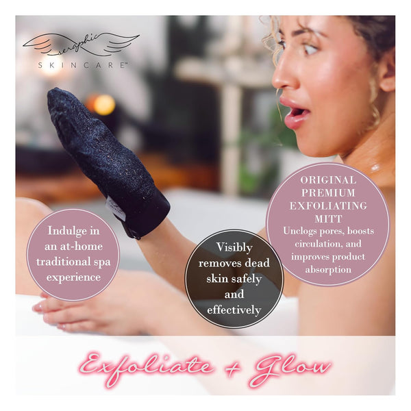 Seraphic Skincare (Original) Premium Exfoliating Mitt for Body (2Pc) â 100% Vegan Viscose Traditional Body Scrub Glove Kessa Korean Washcloth â