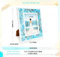 GIFTME 5 Beach Picture Frame 8X10,Mosaic Picture Frame Mother of Pearl,Turquoise Tabletop or Wall Hanging Photo Frame(8X10 Inch, Blue,1Pc)