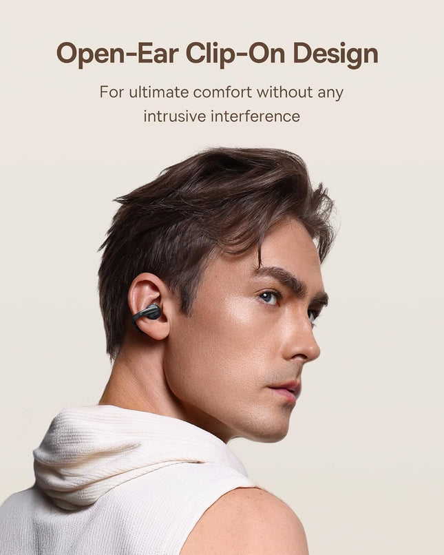 Baseus Bowie MC1 Open Ear Clip-On Earbuds, Adaptive Comfort with Anti-Drop Design, Impactful Sound with Adaptive Bass Bo