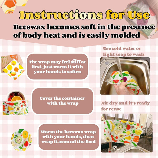 Reusable Beeswax Food Wraps-9 Pack Beeswax Wraps for Food Eco-Friendly Beeswax Wraps for Food, Bread and Sandwich Wrappers - Organic, Sustainable,