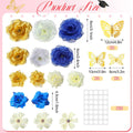 Knitgrip 27 Pcs DIY Graduation Cap Decorations Accessory Kit Include Faux Flower Heads and 3D Butterfly for Graduation Cap Decoration Home