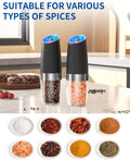 CIRCLE JOY Gravity Electric Salt and Pepper Grinder Set Automatic Salt and Pepper Grinder Set with LED Light, Battery Operated, Adjustable