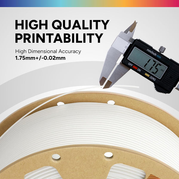 OVERTURE PLA Filament 1.75Mm PLA 3D Printer Filament, 1Kg Cardboard Spool (2.2Lbs), Dimensional Accuracy +/- 0.02Mm, Fit Most FDM Printer (White