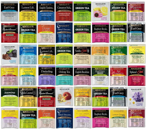 Tea Bags Assortment Variety Sampler Pack - 48 Count - Green, Black, Herbal, English, Chai Tea Breakfast