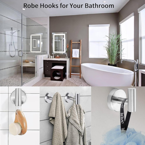 Kruodop Towel Hooks for Bathroom,4 Packs Wall Mount Towel Holder,Black Matte Wall Robe Hook,Stainless Steel Heavy Duty Door Hanger Towel Hook for