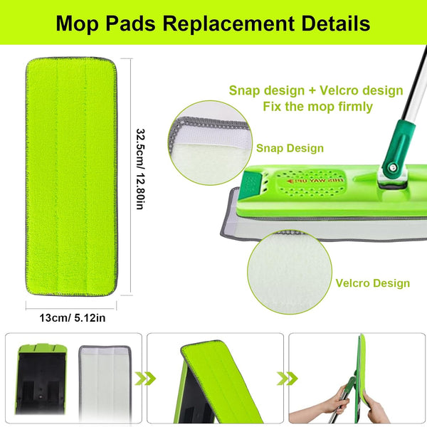 Replacement Microfiber Mop Pads for Libman Rinse 'N Wring Mop and Bucket System, Washable Reusable Wet & Dry Cleaning Refill Head for
