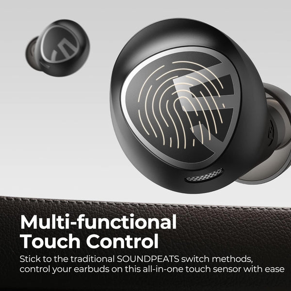 Soundpeats Free2 Classic Wireless in Ear Earbuds, 30Hrs Playtime Headphones, Bluetooth V5.1 Earphones, Built in Mic for Clear Calls, Touch