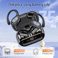 Wireless Earbuds Bluetooth 5.4 Headphones Sports, 75H Stereo Deep Bass over Ear Buds with Earhooks, Bluetooth Earbuds with 4 ENC Mic, LED Display,
