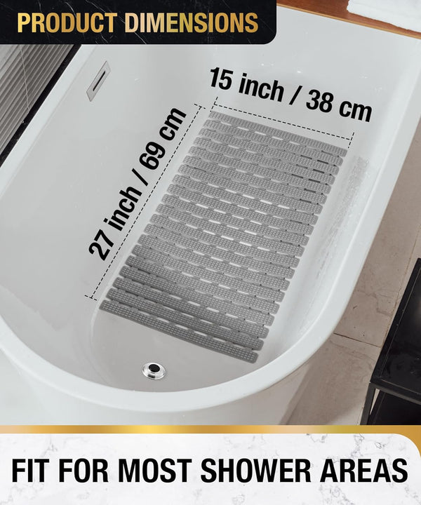 HITSLAM Shower and Bathtub Mat Non Slip, 27X15 Inch Bath Mat for Tub, Quick Drain Bath Tub Mat, Shower Floor Mat with Suction Cups, Bathroom