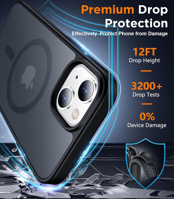 SPIDERCASE Designed for Iphone 14 Case/Iphone 13 Case, Magnetic Translucent [2 Pack Tempered Glass Screen Protector] Anti-Fingerprint Anti-Scratch