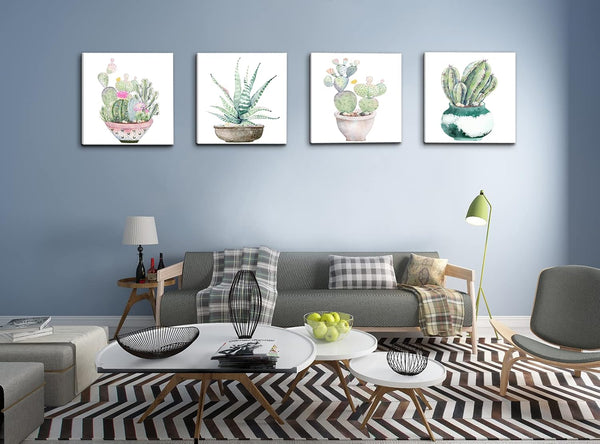 Dgbtcart Succulent Plants Bathroom Decor Wall Art, Green Cactus Pictures Canvas Print, Botanical Paintings for Bedroom Living Room Office