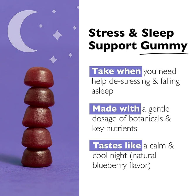 Bach RESCUE plus Sleep & Stress Support Gummies, Nighttime Dietary Supplement with 1Mg Melatonin, Ashwagandha, Chamomile