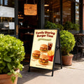 Heavy Duty Slide-In Folding Sandwich Board A-Frame Sidewalk Sign 24X36 Inch Black Coated Steel Metal Double-Sided Pavement Sign (2 Corrugated