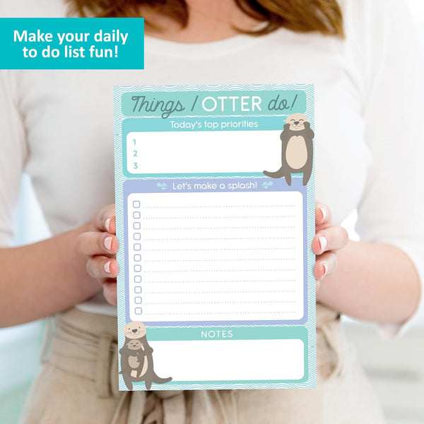 T MARIE Daily to Do List Notepad - 50 Sheets 5.5 X 8.5â Productivity Task Planner and Habit Tracker Pad - Cute Otter Gift Idea and Office Supplies